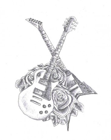 simple-tattoo-design-of-band-guitar-with-roses